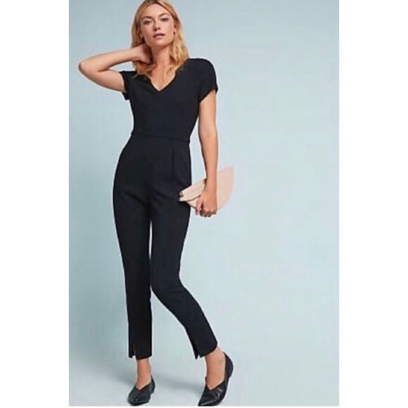 BLACK HALO Gypsy Rose Rainforest Green Jumpsuit Size 4 Tapered Leg Short Sleeve - Picture 11 of 12